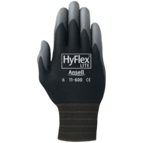 Ansell 11-600-7-BK HyFlex Lite Gloves, 7, Black/Gray