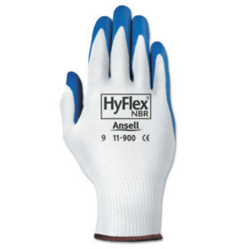 Ansell 11-900-10 HyFlex NBR Gloves, 10, Blue/White
