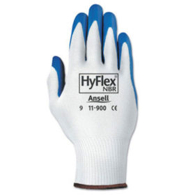 Ansell 11-900-9 HyFlex NBR Gloves, 9, Blue/White