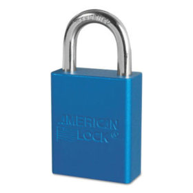 American Lock A1105BLU Solid Aluminum Padlocks, 1/4 in Diam., 1 in L X 3/4 in W, Blue