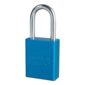 American Lock A1106BLU Solid Aluminum Padlocks, 1/4 in Diam., 1 1/2 in L X 3/4 in W, Blue