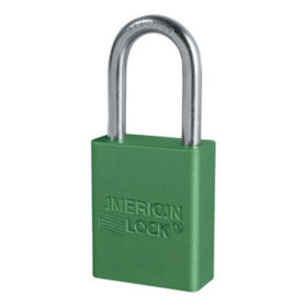 American Lock A1106GRN Solid Aluminum Padlocks, 1/4 in Diam., 1 1/2 in L X 3/4 in W, Green