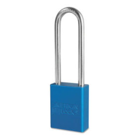 American Lock A1107BLU Solid Aluminum Padlocks, 1/4 in Diam., 3 in L X 3/4 in W, Blue