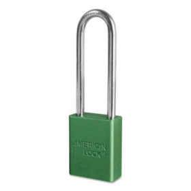 American Lock A1107GRN Solid Aluminum Padlocks, 1/4 in Diam., 3 in L X 3/4 in W, Green