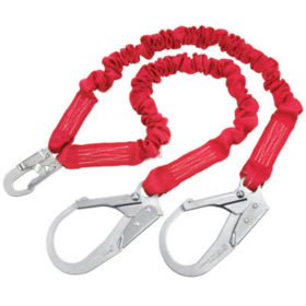 Capital Safety 1340161 PRO Stretch Shock Absorbing Lanyard, 6 ft, Rebar Hook Connection, 2 Legs