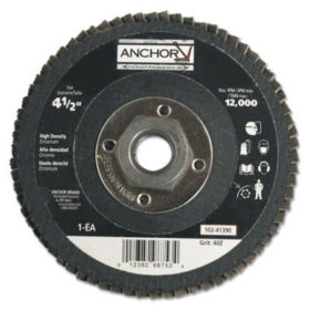 Anchor Products 41390 Abrasive High Density Flap Discs, 4 1/2", 40 Grit, 5/8" - 11 Arbor, 12,000 RPM