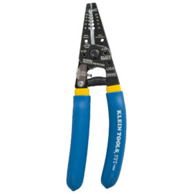 Klein-Kurve® Wire Stripper/Cutter, 7.4 in OAL, 10 to 18 AWG Solid/12 to 20 AWG Stranded, Blue/Yellow Handle (11055)