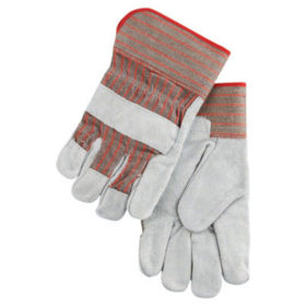 MCR Safety 1200 Industrial Standard Shoulder Split Gloves, Large, Leather, Fabric, Red and Gray