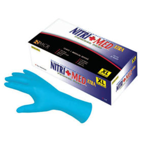MCR Safety 6012L NitriMed Disposable Gloves, Powder Free, Textured, 6 mil, Large, Blue