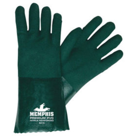 MCR Safety 6414 Premium Double-Dipped PVC Gloves, Large, Dark Green