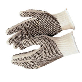 MCR Safety 9660LM PVC Dot String Knit Gloves, Large, Natural, 2-Sided Dots