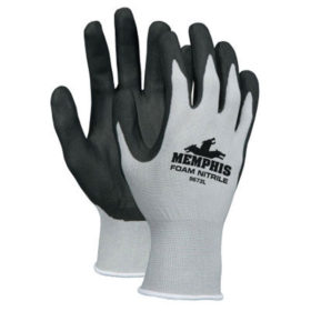 MCR Safety 9673L Foam Nitrile Gloves, Large, Black/Gray