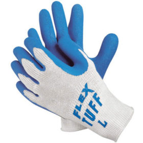 MCR Safety 9680L Flex Tuff Latex Dipped Gloves, Large, Blue/White