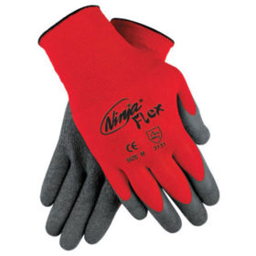 MCR Safety N9680L Ninja Coated-Palm Gloves, Large, Gray/Red