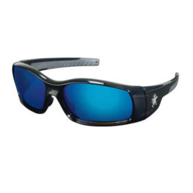 MCR Safety SR118B Swagger Safety Glasses, Blue Diamond Mirror Lens, Duramass HC, Black Frame