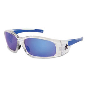 MCR Safety SR148B Swagger Safety Glasses, Blue Diamond Mirror Lens, Duramass HC, Clear Frame