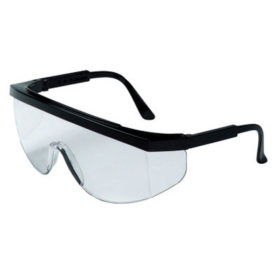 MCR Safety TK110 Tomahawk Protective Eyewear, Clear Lens, Scratch-Resistant, Black Frame, Nylon