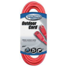 CCI 02407 Vinyl Extension Cord, 25 ft, 1 Outlet