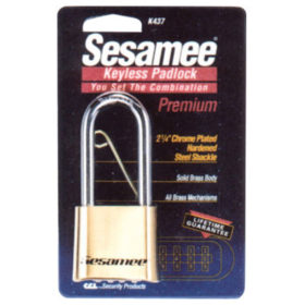 CCL K437 Sesamee  Keyless Padlocks, 5/16 in Diam., 2 1/4 in L X 1 in W, Brass, Corbin