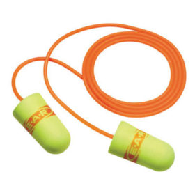 3M 311-1254 E-A-Rsoft SuperFit Earplugs, Polyurethane, Red/Yellow, Corded