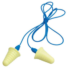 3M 318-1009 E-A-R Push-Ins w/Grip Ring Foam Earplugs, Polyurethane, Blue/Yellow, Corded