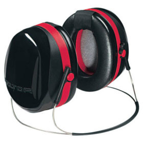 3M H10B Optime 105 Earmuffs, 29 dB NRR, Black/Red, Behind the Head