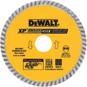 DEWALT Extended Performance 4 In. Turbo Rim Dry/Wet Cut Diamond Blade (DW4700)