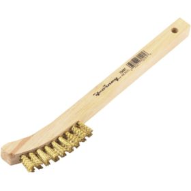 Forney 8-5/8 In. Curved Wood Handle Wire Brush with Brass Bristles (70491)