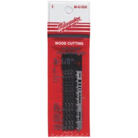 Milwaukee U-Shank 3-1/8 In. x 8 TPI High Carbon Steel Jig Saw Blade, Wood Cutting (5-Pack) (48-42-0240)