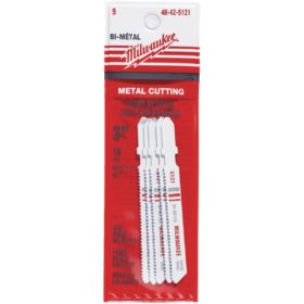 Milwaukee T-Shank 3 In. x 18 TPI Bi-Metal Jig Saw Blade, Metal Cutting (5-Pack) (48-42-5121)