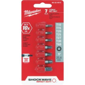Milwaukee Electric 48-32-4615 TORX Shockwave 7-Piece Impact Screwdriver Bit Set