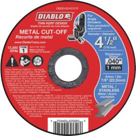 Freud Inc. Diablo (DBD045040101F) 4-1/2 in. Metal Cut Off Disc - Thin Kerf - Type 1