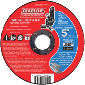 Diablo Type 1 5 In. x 0.040 In. x 7/8 In. Metal Cut-Off Wheel (DBD050040101F)