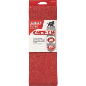 Diablo 4 In. x 24 In. 36 Grit General Purpose Sanding Belt (2-Pack) (DCB424036S02G)