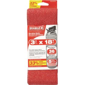 Diablo 3 In. x 18 In. 36G Grit General Purpose Sanding Belt (5-Pack) (DCB318036S05G)