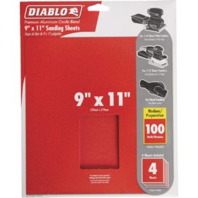 Diablo 9 In. x 11 In. 100 Grit Medium Sandpaper (4-Pack) (DCS911100S04G)