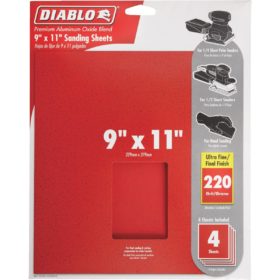 Diablo 9 In. x 11 In. 220 Grit Ultra Fine Sandpaper (4-Pack) (DCS911220S04G)
