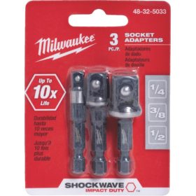 Milwaukee Electric 48-32-5033 Shockwave 3-Piece 1/4" Hex Socket Adapter Set