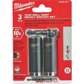 Milwaukee Electric 49-66-4417 Shockwave 3-Piece Thin Wall Deep Impact Driver Set