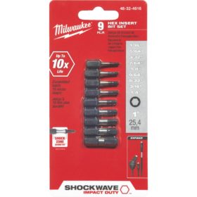Milwaukee Electric 48-32-4616 Shockwave 9-Piece Hex Insert Impact Screwdriver Bit Set