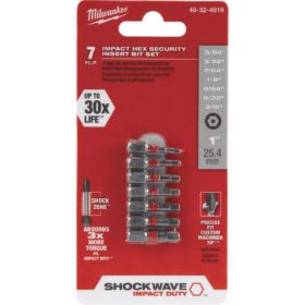 Milwaukee 48-32-4619 Shockwave 7-Piece Hex Security Insert Impact Screwdriver Bit Set