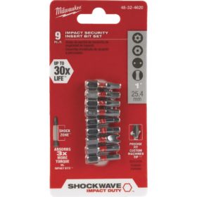 Milwaukee 48-32-4620 Shockwave 9-Piece Security Insert Impact Screwdriver Bit Set
