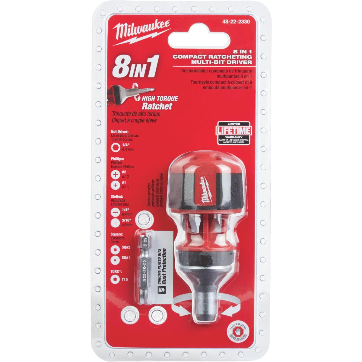 Milwaukee Electric 48-22-2320 8-in-1 Compact Ratcheting Screwdriver