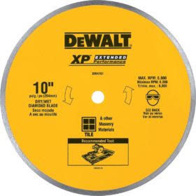 DEWALT Extended Performance 10 In. Continuous Rim Dry/Wet Cut Tile Diamond Blade (DW4761)