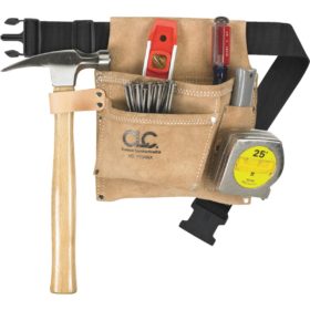 CLC 3-Pocket Suede Leather Nail & Tool Bag with Belt (IPK489X)