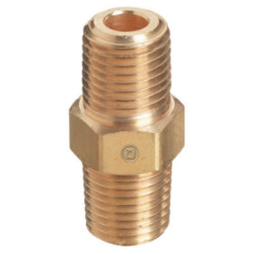 Western Enterprises Pipe Thread Hex Nipples, 3000 PSIG, Brass, 1/4 in NPT Male (B-4HP)