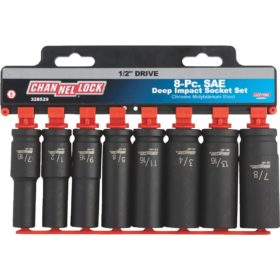 Channellock Standard 1/2 In. Drive 6-Point Deep Impact Driver Set (8-Piece) (328529)