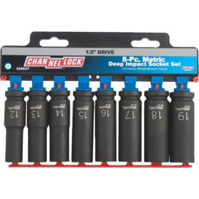 Channellock Metric 1/2 In. Drive 6-Point Deep Impact Driver Set (8-Piece) (328537)