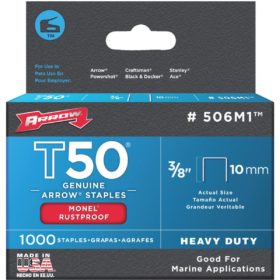 Arrow T50 Heavy-Duty Monel Staple, 3/8 In. (1000-Pack) (506M1)