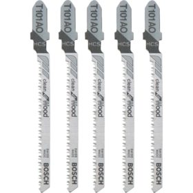 Bosch T-Shank 3-1/4 In. x 20 TPI High Carbon Steel Jig Saw Blade, Clean for Wood (5-Pack) (T101AO)